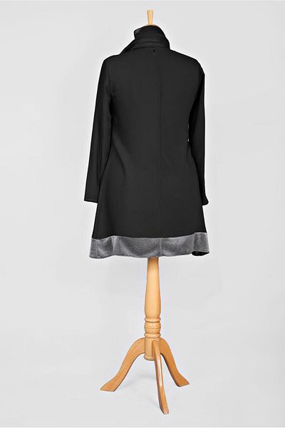 TRENDTESETTÜR Women's Black (Black-Bordo) Hemline Glitter Stripe Detailed Tunic 2822
