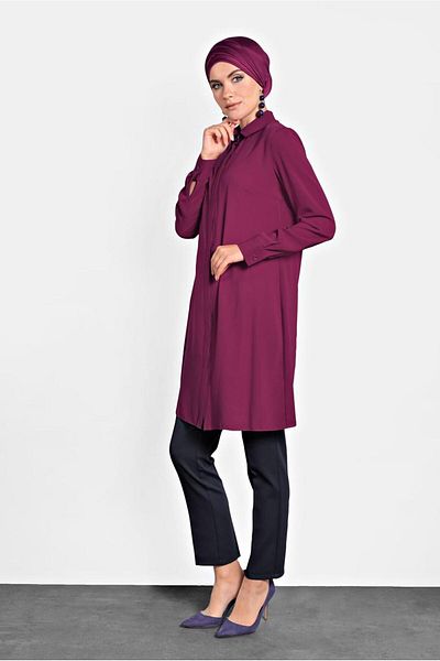 TRENDTESETTÜR Women's Fuchsia (K.FUCHIA) Hidden Button Tunik 40138