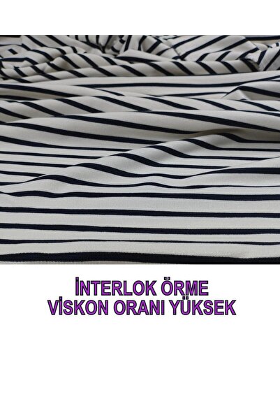 Kumaş Parça Екрю чорний інтерлок трикотаж - 150 см x 235 см