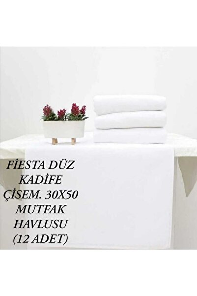 HMZ Velvet Set of 12 Solid Color Patterned Kitchen Towels - 30X50 cm