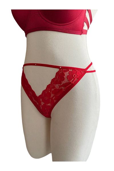 İNSPİRA Chiloți roșii Elastic Fancy G String Sexy Tanga cu șnur cu detaliu de piatră