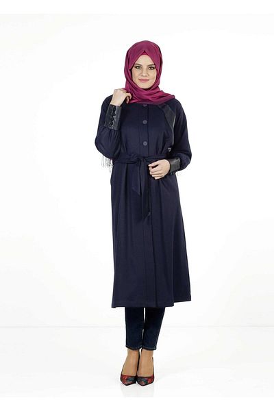 TRENDTESETTÜR Γυναικεία καμπαρντίνα με μανίκια Navy Blue (K.LACİVERT) 1413