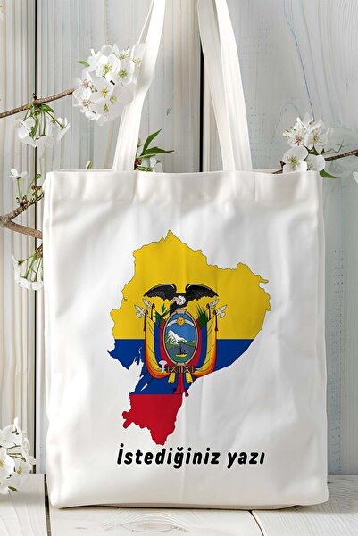 ART HEDİYE Model de geantă de umăr din pânză imprimată cu steagul ecuatorial