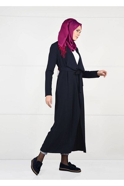 TRENDTESETTÜR Γυναικείο μπουφάν με λεπτομέρεια Navy Blue Belt 4932