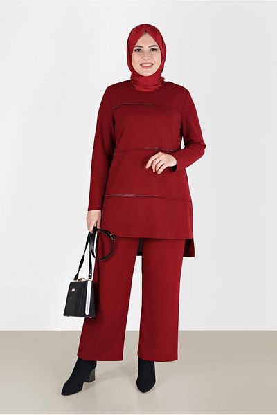 Alvina 20185 Model Stone Detailed Double Pants Set