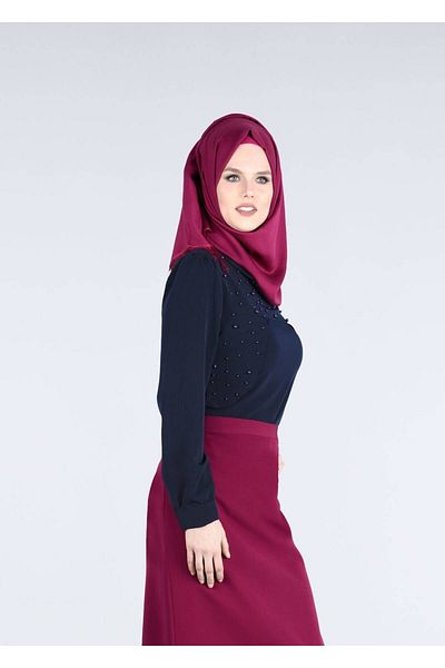 TRENDTESETTÜR Γυναικεία μπλούζα Navy Blue (K.LACİVERT) T 4409 Criss Hijab
