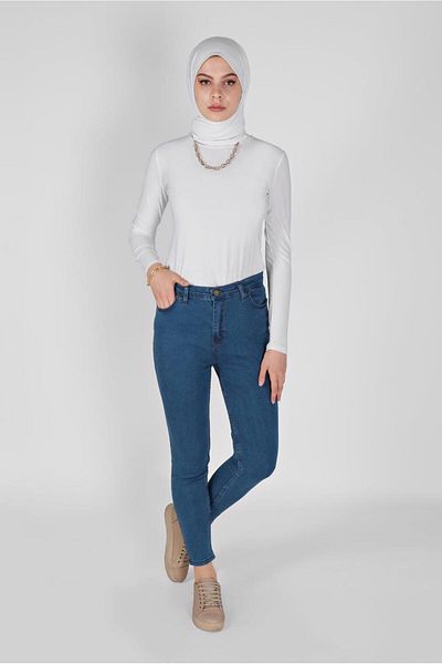 TRENDTESETTÜR Indigo γυναικείο στενό παντελόνι τζιν Navy Blue 2421