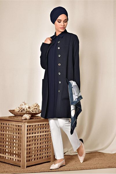 TRENDTESETTÜR Γυναικεία μπουφάν Navy Blue Τσάντα με λαιμόκοψη 4001