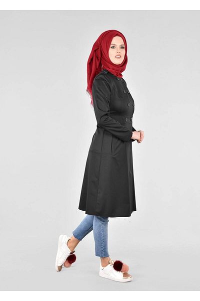 TRENDTESETTÜR Γυναικείο Μαύρο T 1810 Yaren Hijab Trench