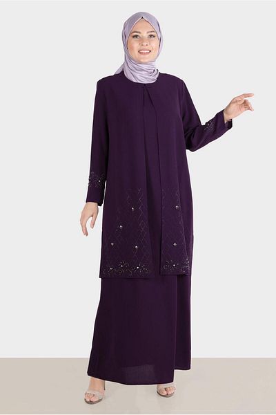 Alvina STONE EMBROIDERED CREPE DRESS 20224