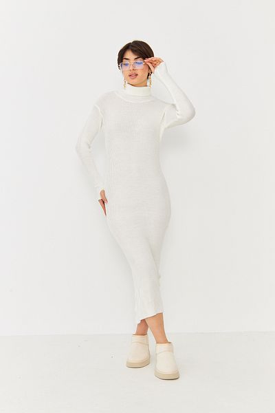 brako tekstil Rochie lungă de tricotaj cu nervuri pentru femei, cu detaliu cu degetele