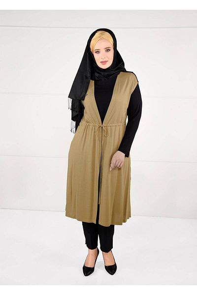 TRENDTESETTÜR Orange Mustard Women's Tunic - Waist Lace-Up Set of 2 2632