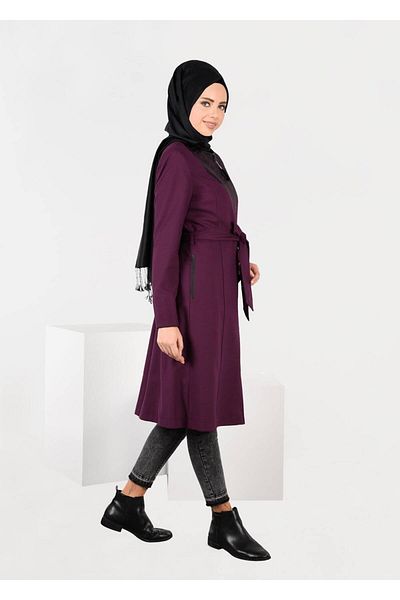 TRENDTESETTÜR Γυναικεία μωβ (BEGONIA) Καμπαρντίνα με φερμουάρ με λεπτομέρεια γιακά 1902