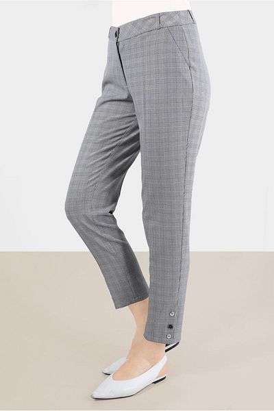 Alvina BUTTON DETAILED PLAID PANTS 70361-1