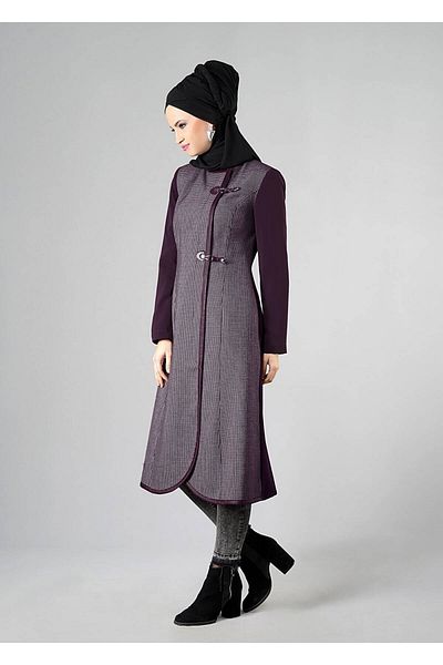 TRENDTESETTÜR Γυναικεία καμπαρντίνα με λαιμόκοψη με δαμάσκηνο 1592