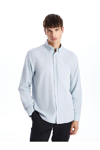 LC Waikiki SOUTHBLUE Slim Fit μακρυμάνικο ανδρικό πουκάμισο Dobby