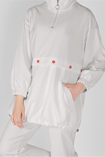 TRENDTESETTÜR Women's White Zippered Drawstring PantsTeam 7607