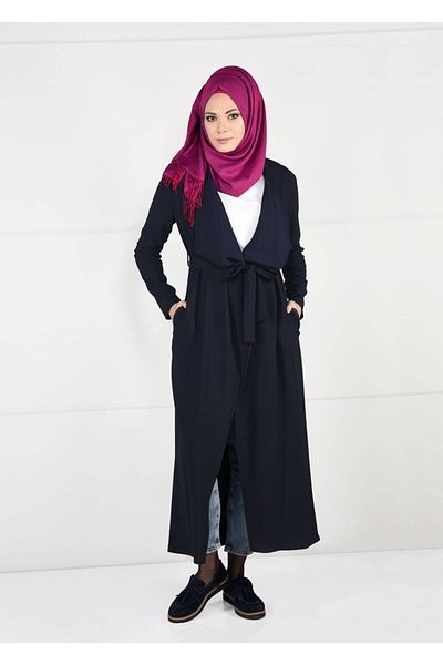 TRENDTESETTÜR Γυναικείο μπουφάν με λεπτομέρεια Navy Blue Belt 4932