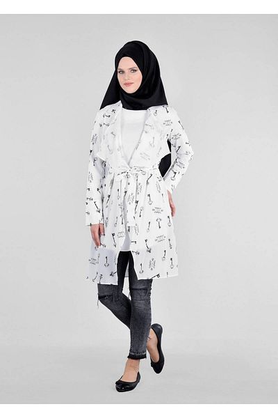 TRENDTESETTÜR Γυναικεία Κρέμα (CREAM-BLACK) T 4698 Rosa 8291 Hijab Tunic