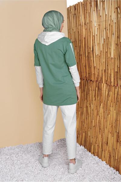 TRENDTESETTÜR Γυναικείο Πράσινο (MINT) 2 Χρώμα Κουκούλα Τουνίκ 071