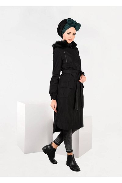 TRENDTESETTÜR Καμπαρντίνα με λαστιχένιες μανσέτες και βελούδινη λεπτομέρεια 1947
