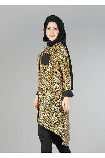 TRENDTESETTÜR TUNICĂ NEGRĂ (NEGRU-CAMEL) 4407-1 PENTRU FEMEI