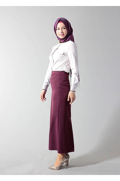 TRENDTESETTÜR Women's White T 4442 Eleta Hijab Blouse