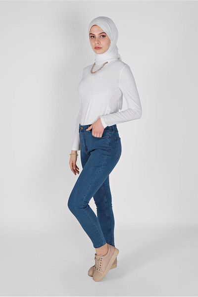 TRENDTESETTÜR Indigo γυναικείο στενό παντελόνι τζιν Navy Blue 2421