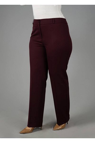TRENDTESETTÜR Women's Purple (K.DAMSON) Pipe Leg Intermediate Waist Fabric Trousers 7026