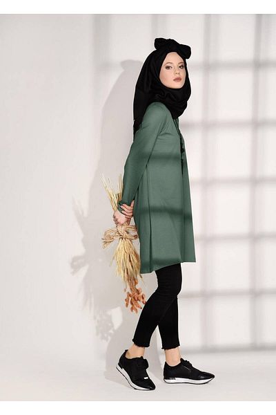 TRENDTESETTÜR Γυναικείο Πράσινο (ÇAĞLA) Basic Sports Tunic 17315