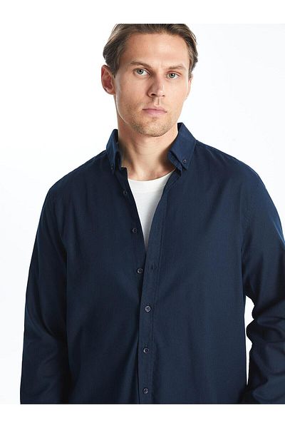 LC Waikiki Cămașă Dobby pentru bărbați SOUTHBLUE Slim Fit cu mânecă lungă