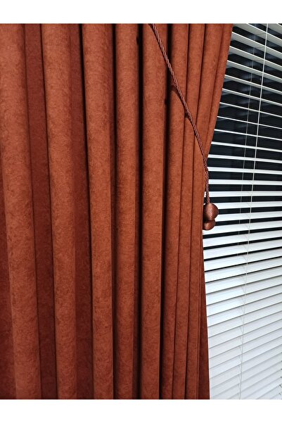 venedik home Dark Tile Color Island Background Curtain Luxury Velvet Textured 1X3 Close Pleat Special Planting with High Quality Accessories