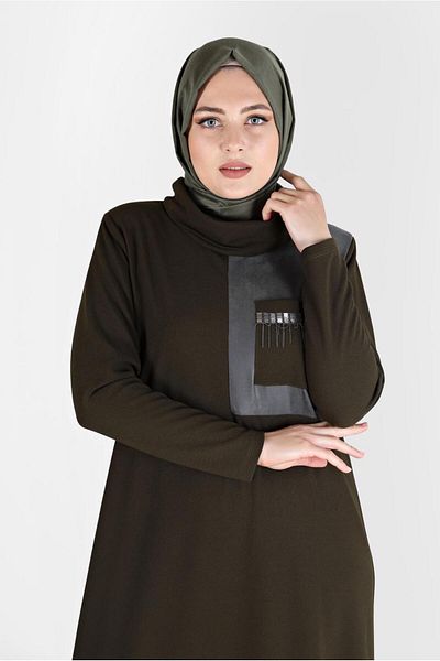 Alvina Shawl Collar Chain Detailed Dress - 20197