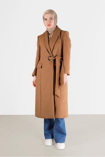 Alvina Double-breasted Collar and Belted Coat 90285