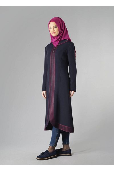 TRENDTESETTÜR Γυναικεία καμπαρντίνα Navy Blue - Φερμουάρ και κουκούλα 1603