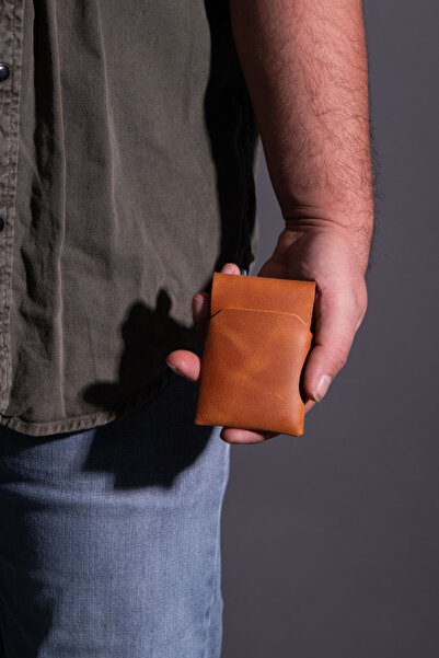 saraci leather craft Genuine Leather Minimal Card Holder, Super Slim Leather Thin Model Credit Card & Business Card Holder