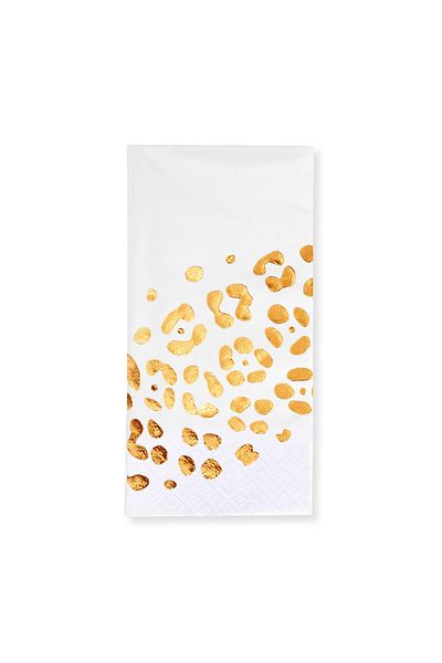 Story 33X33 cm - White Paper Napkins with Gold Leaf Pattern, 16 Pieces 1/8 Fold