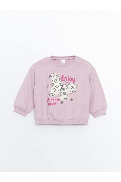 LC Waikiki Hanorac pentru fete LCW Kids Crew Decolteu cu imprimeu gros