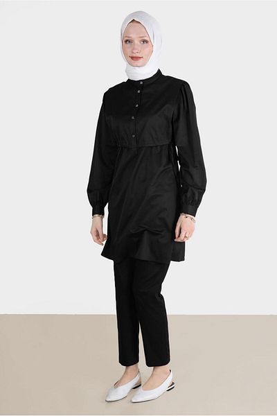Alvina Tunic 42664 - Gathered Waist and Buttoned