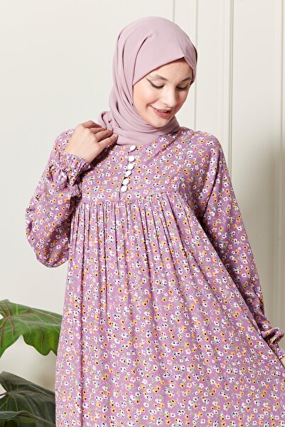 fistan Shirring Robadan Μπροστινά κουμπιά από ύφασμα βισκόζης Φόρεμα προσευχή...