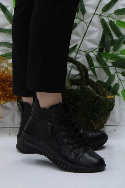 Mehmet Mete 4001 Black Comfortable Soft Original Genuine Leather Women's Boots