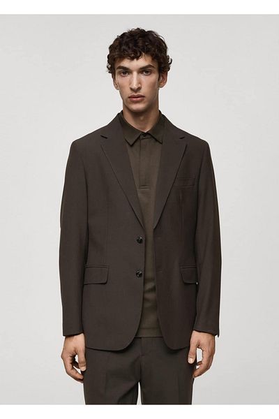 MANGO Man Anti-Wrinkle Woolen Blazer Coat