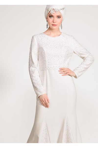 TRENDTESETTÜR Γυναικείο βραδινό φόρεμα Cream Stone T 5474