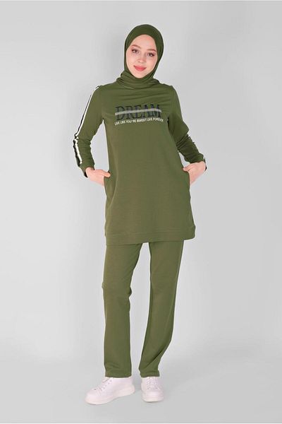 TRENDTESETTÜR Γυναικείο Πράσινο (Y.GREEN) Κέντημα Λεπτομερές Παντελόνι Φόρμα 7619
