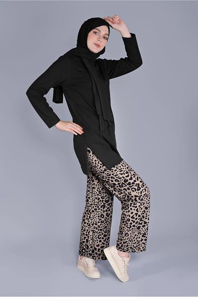 TRENDTESETTÜR Σετ παντελονιού 2 τεμαχίων με σχέδιο Leopard 9866