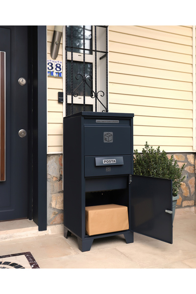 ZELFBOX XL KARGO VE POSTA TESLİM DOLABI -ÇİFT TARAFLI KAPAK (ANTRASİT GRİ-RAL 7016)