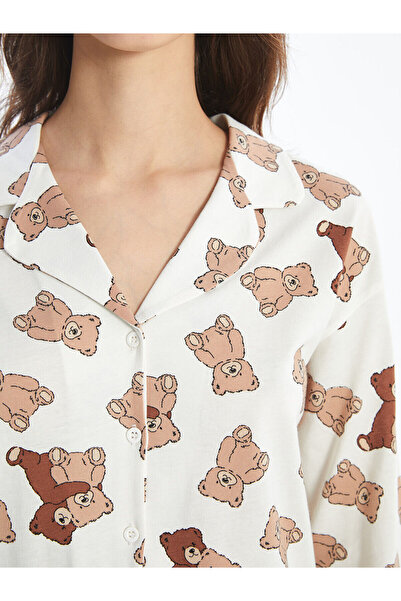 LC Waikiki Lcwk Gömlek Yaka Desenli Kadın Pijama Takımı