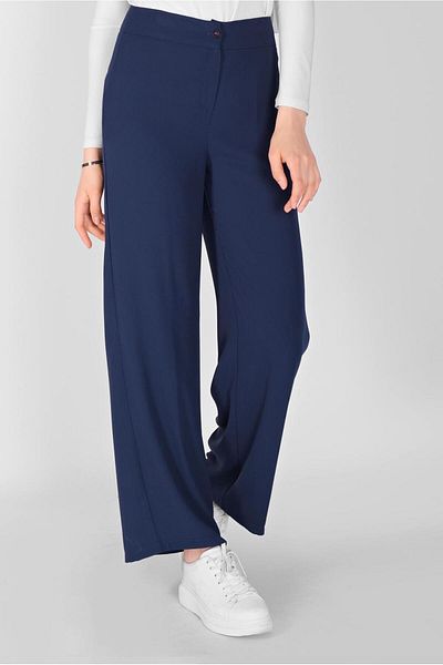 TRENDTESETTÜR Women's Navy Blue (DARK BLUE) High Waist Trousers T 7597