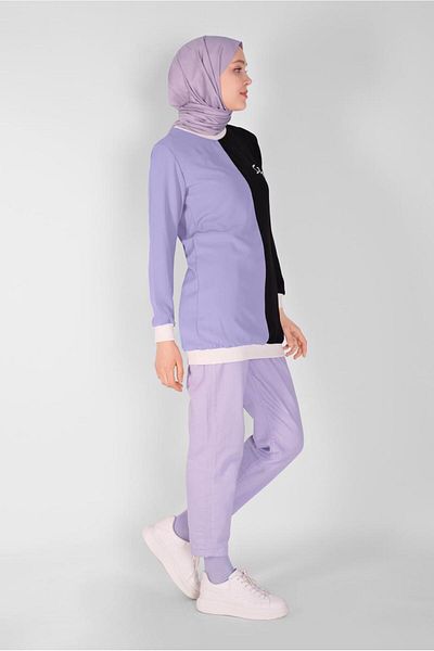 TRENDTESETTÜR Women's Purple (LILA-BLACK) Printed Three Color Tunic 1571