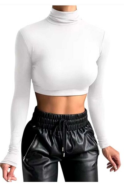 GARDIROZA Turtleneck Long Sleeve Black Crop, White Crop Bodysuit